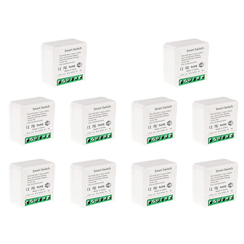 Smart Light Switch Wifi - 10X Mini Smart WLAN-Relais-Schalter, DIY Timer-Lichtschalter-Modul